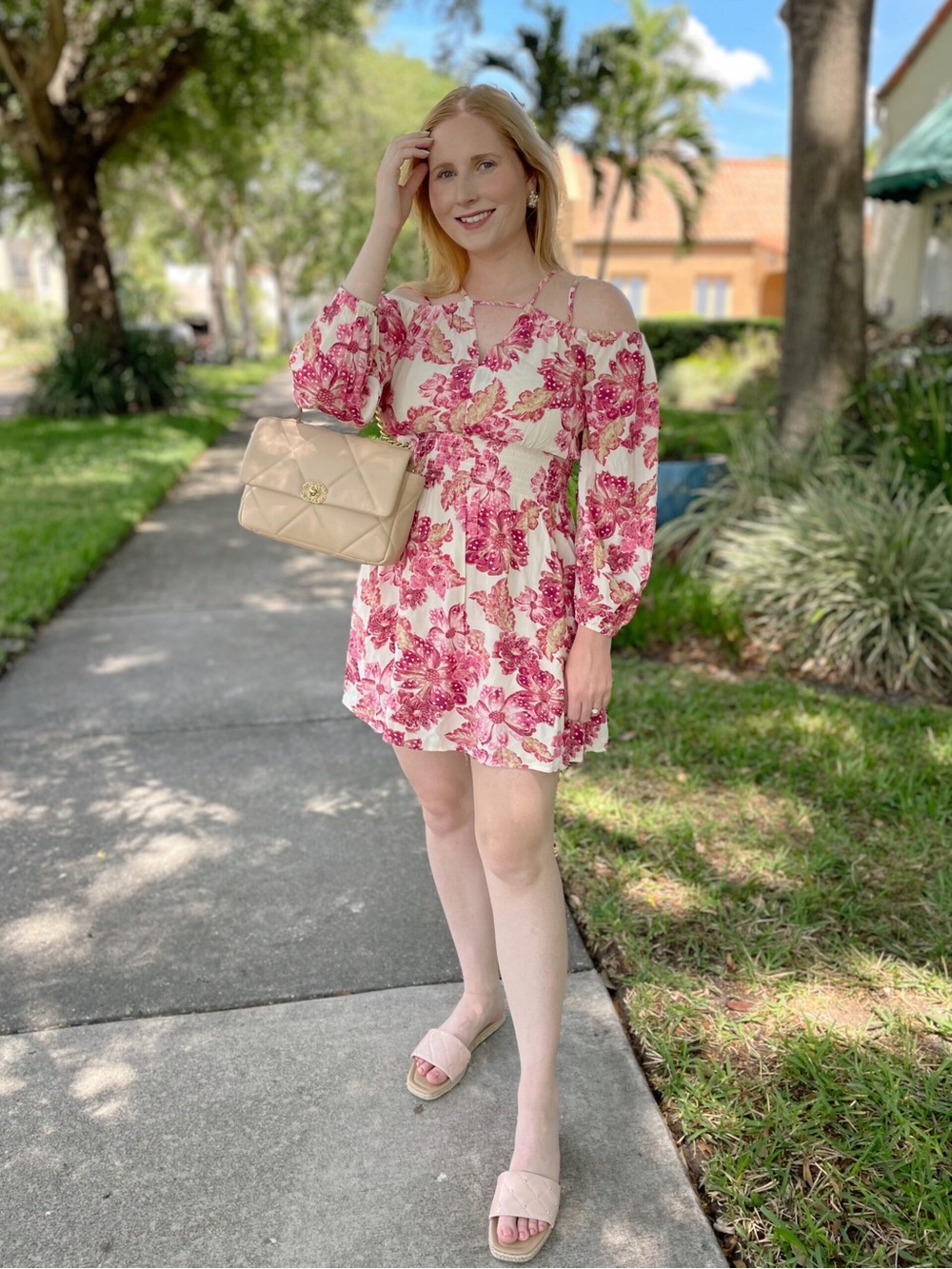 Old Navy - Waist-Defined Floral Linen-Blend Smocked Midi Cami Dress